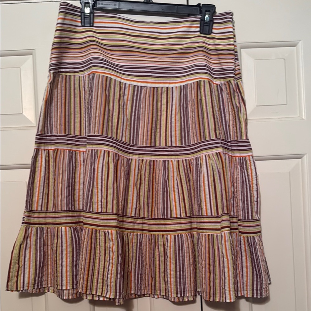 Tan Brown Knee-Length A-Line Tiered Skirt